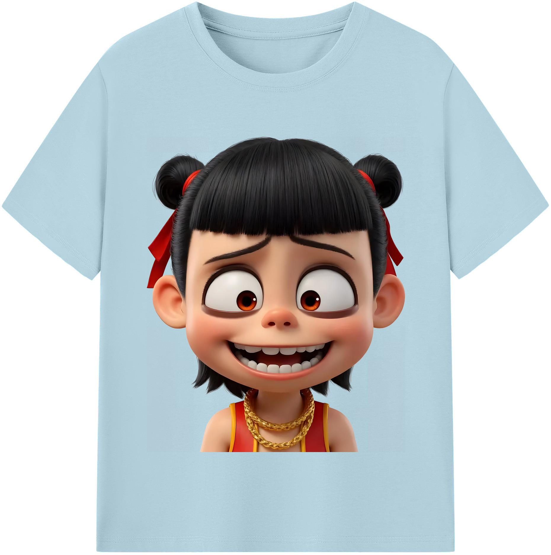 （画像用） Ne Zha 2 ナタ 魔童の大暴れ 綿100％半袖Tシャツ（フロントプリント）
